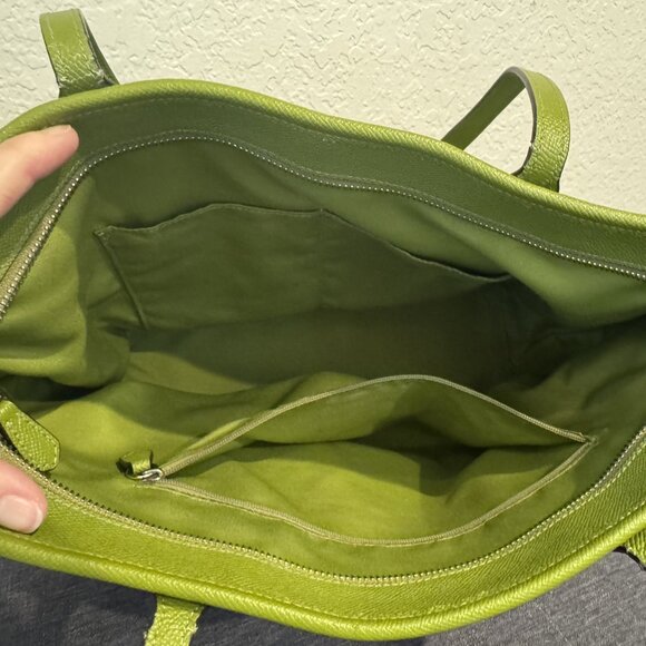Coach Leather Tote Bag, style F58846, lime green - Picture 11 of 15
